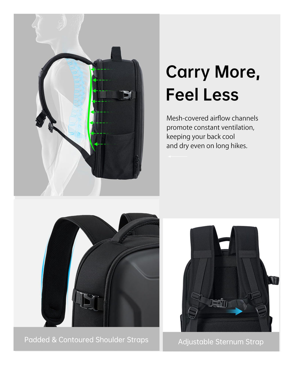 llano 22L Hardshell Camera Backpack, Photography Backpack Hard Shell Camera Bag for DSLR & Mirrorless Camera for Sony Canon Nikon Fujifilm, Travel Backpack with 15.6" Laptop & Drone Compartment, large