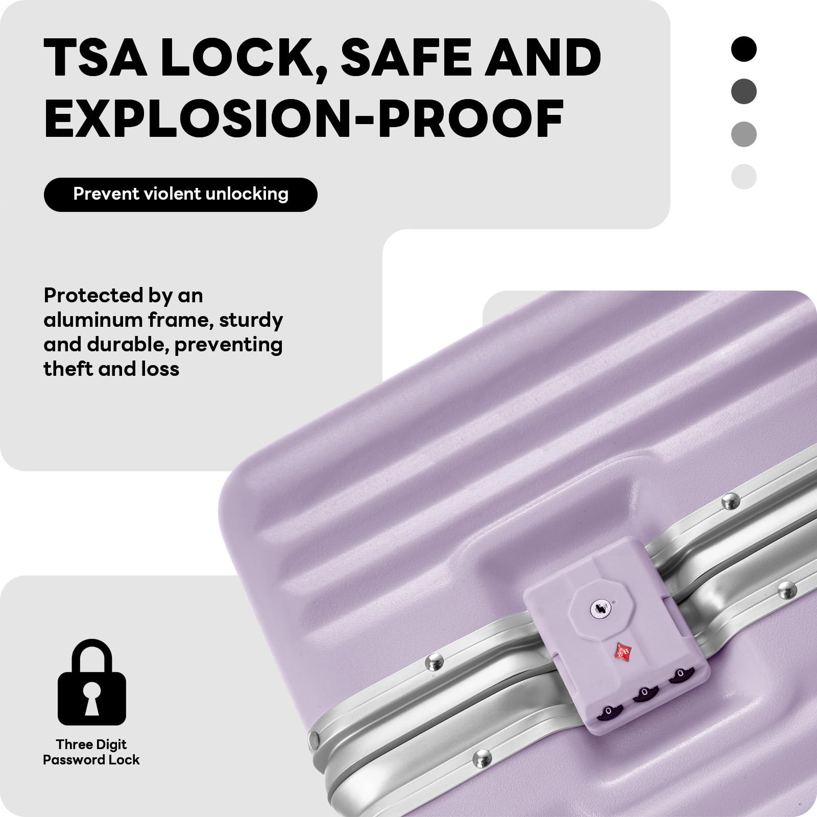 TIYFIY Hardside Luggage with Cup Holder & USB/Type-C Charging Port, Aluminum Frame, Zipperless Design, TSA Lock, Extra-Wide Shell – Smart Travel Suitcase,Checked (Lilac, 24Inch)