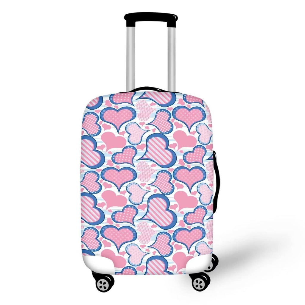 TODIYADDU Pink Love Heart Thick Elastic Geometric Luggage Protective Cover Fashion Trolley Case for Suitcase Cover Baggage Travel Bag Cases Fits for Student Boy Girl Teens Adult, S