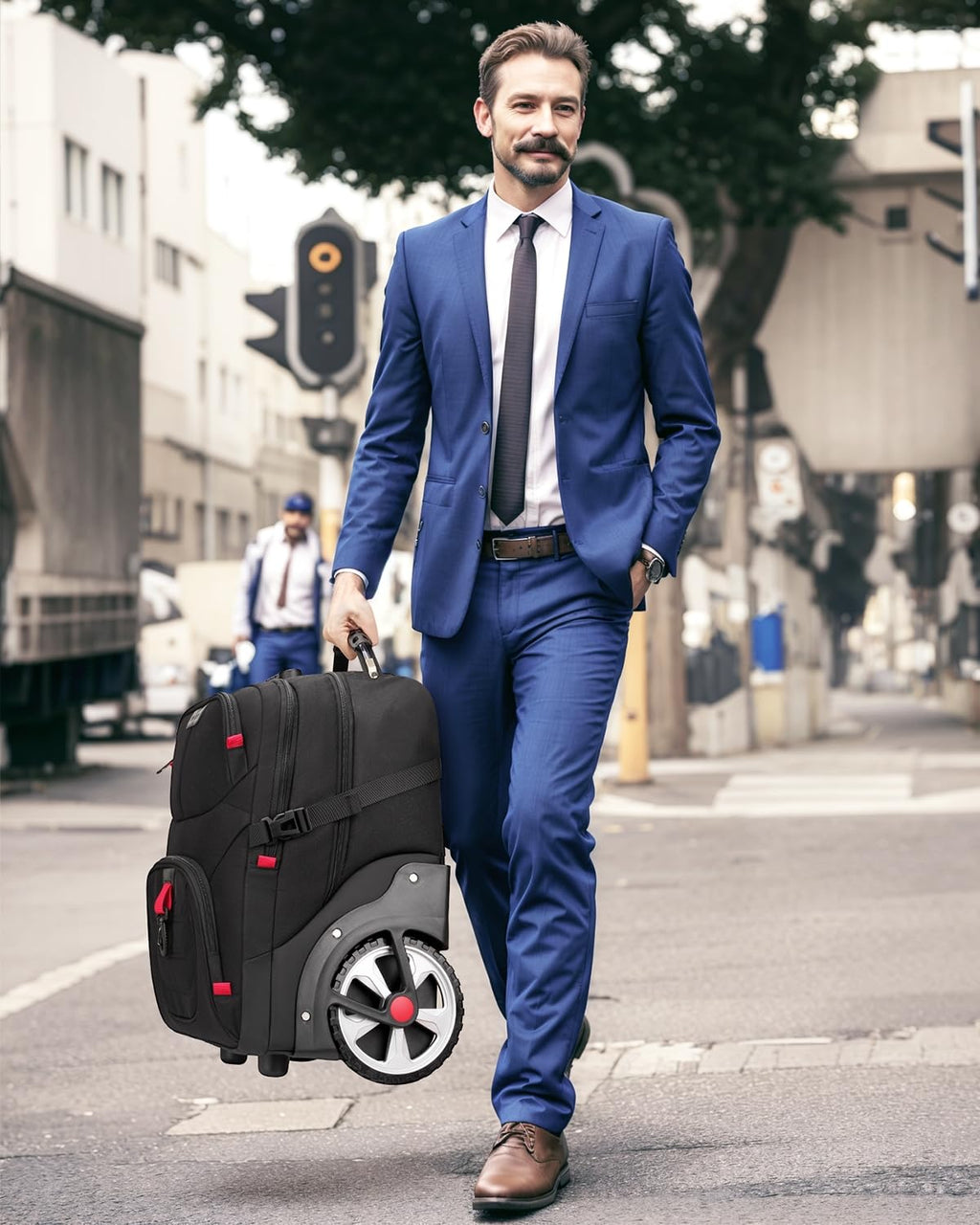 MATEIN Rolling Bag with Wheels, 17 Inch Extra Large Laptop Roller Backpack for Adults with Anti Theft Lock & Sturdy Handle, Water Resistant Wheeled Bag Carry On Luggage for Teacher Work Travel Men