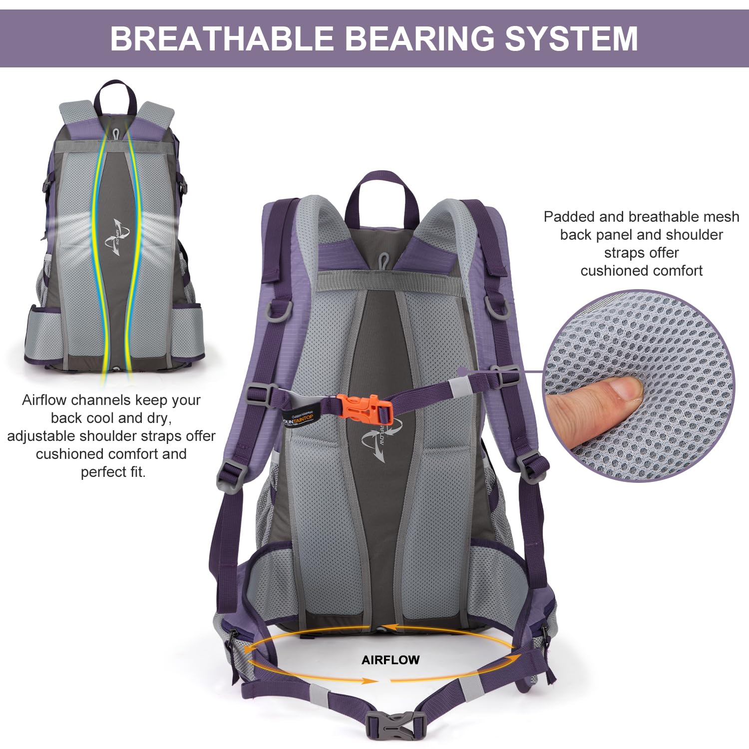 MOUNTAINTOP 40L Hiking Backpack,Lightweight Travel Backpack for Men Women Outdoor Backpacking, Camping