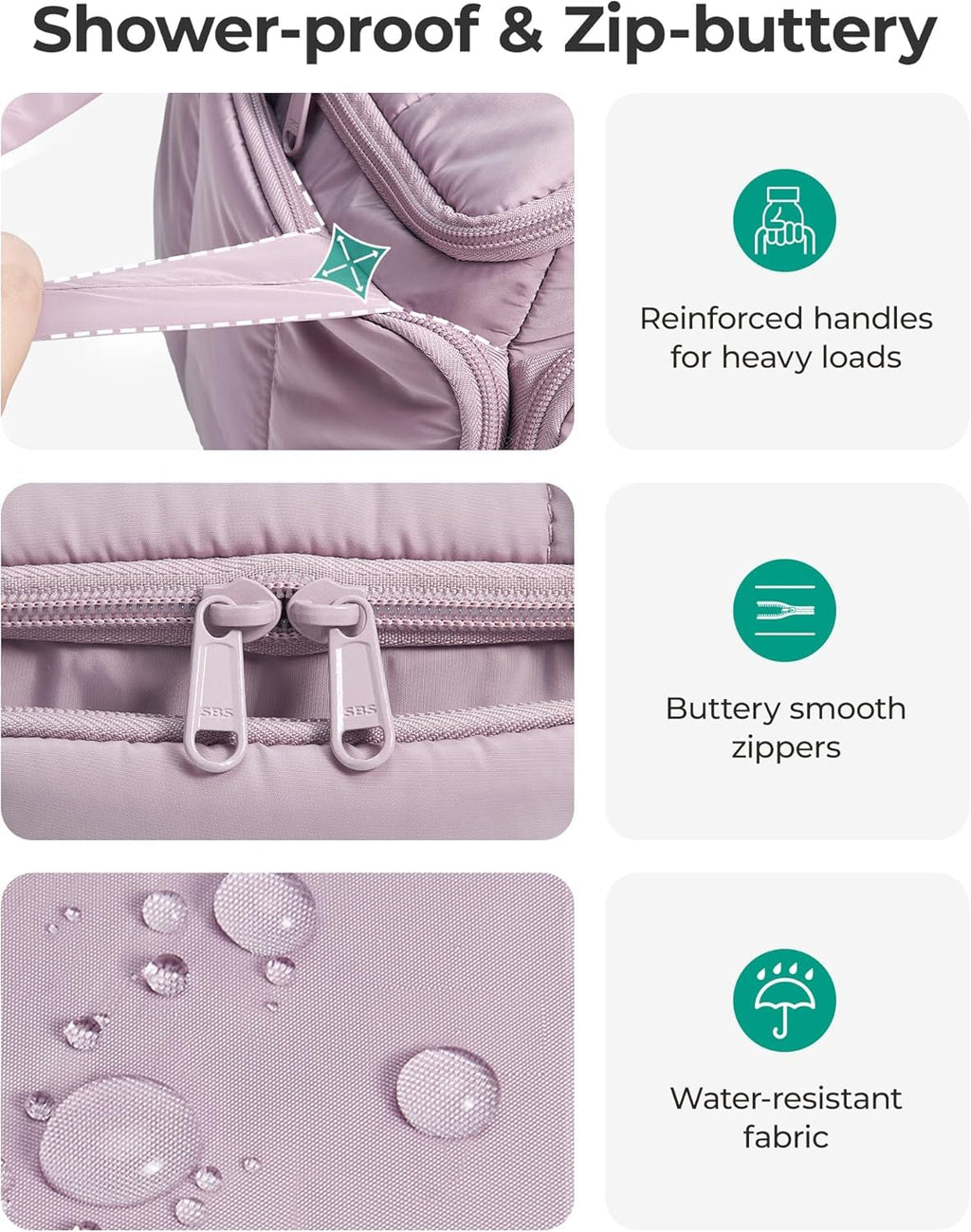 BAGSMART Travel Toiletry Bag for Women with Puffy Water-Resistant Fabric, Roomy Makeup Bag Organizer for Travel-Sized Toiletries & Accessories (Nude Pink)