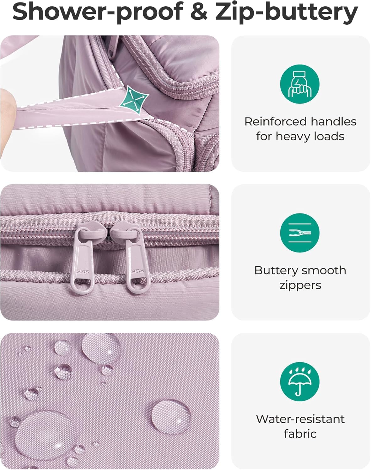 BAGSMART Travel Toiletry Bag for Women with Puffy Water-Resistant Fabric, Roomy Makeup Bag Organizer for Travel-Sized Toiletries & Accessories (Nude Pink)