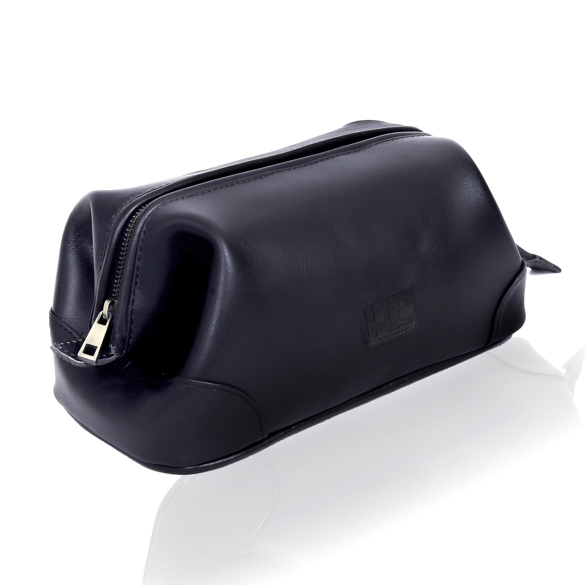 HLC Leather Toiletry Bag for Men Best Gift Premium Genuine Dopp Kit Shaving Kit Organizer Travel Kit Pouch Bag 10 inch Size (Black)