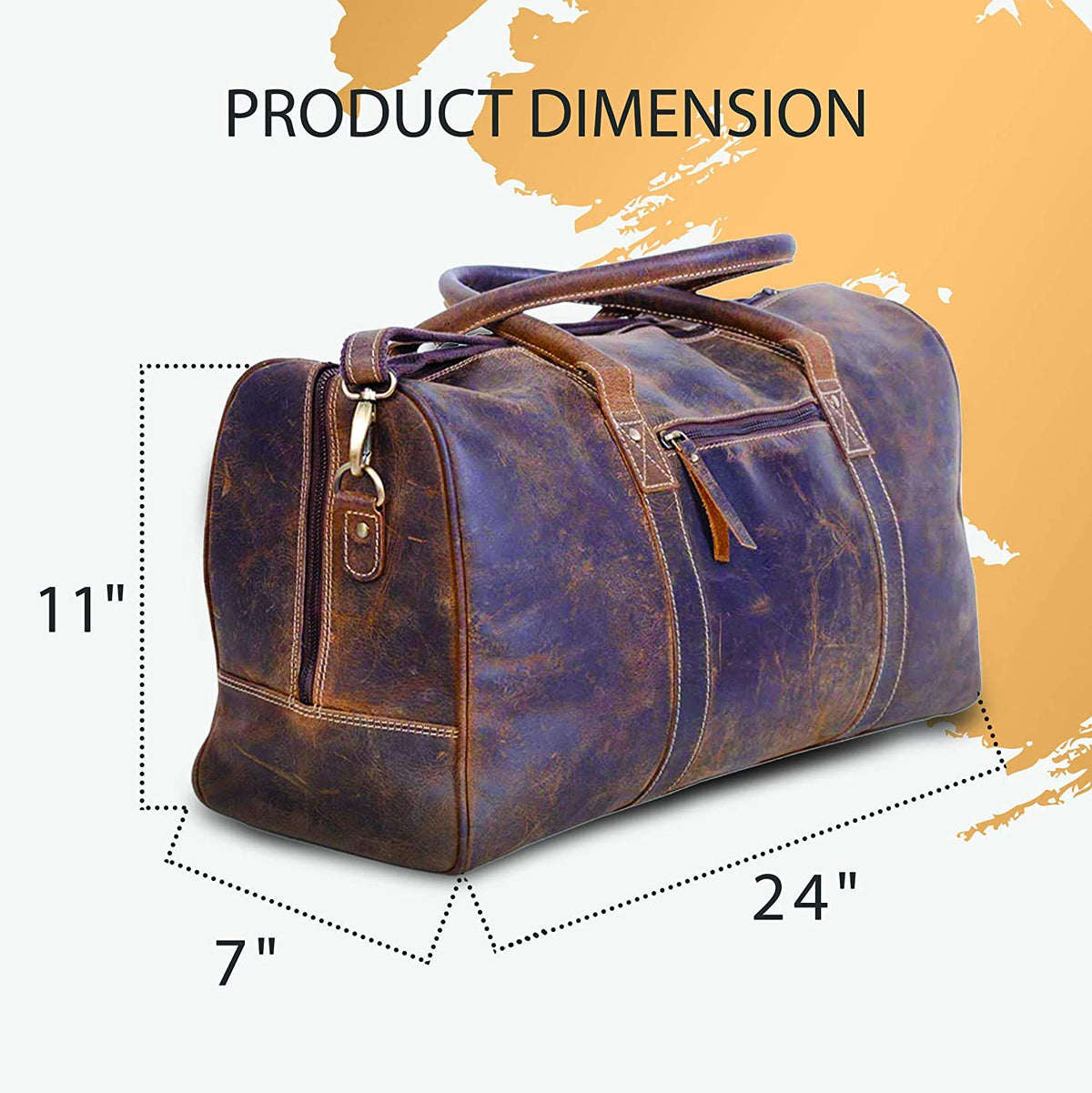 KomalC 24 Inch Leather Duffle Bags for Men and Women Travel Overnight Weekend Bag Sports Gym Duffel for Men