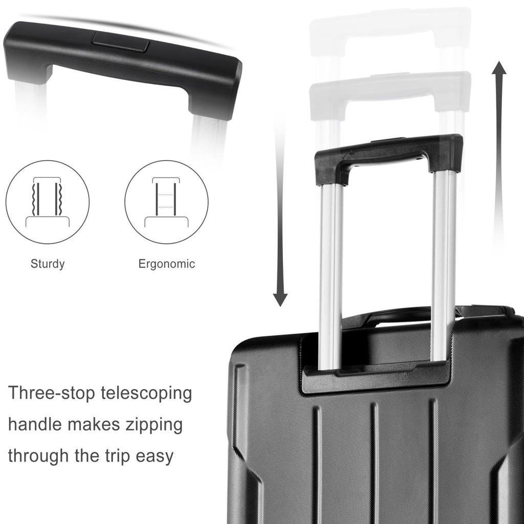 Japovker Luggage Sets 2 Piece Large Suitcases with Spinner Wheels, 20/28 Inch Hardshell ABS Expandable Luggage Set, Lightweight Suitcase Set with TSA Lock for Men Women Business Trip (Black)