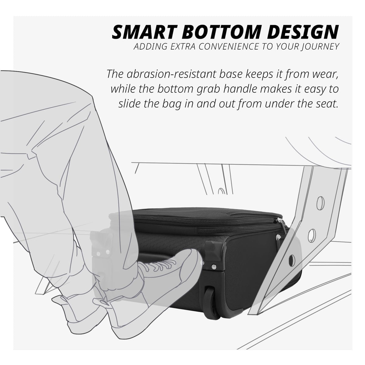 Verage 16 inch Underseat Carry On Luggage with Wheels, Grey Softside Small Suitcase Spinner Wheeled Rolling Travel Laptop Bag for Airlines Airplanes Short Trip Men Women