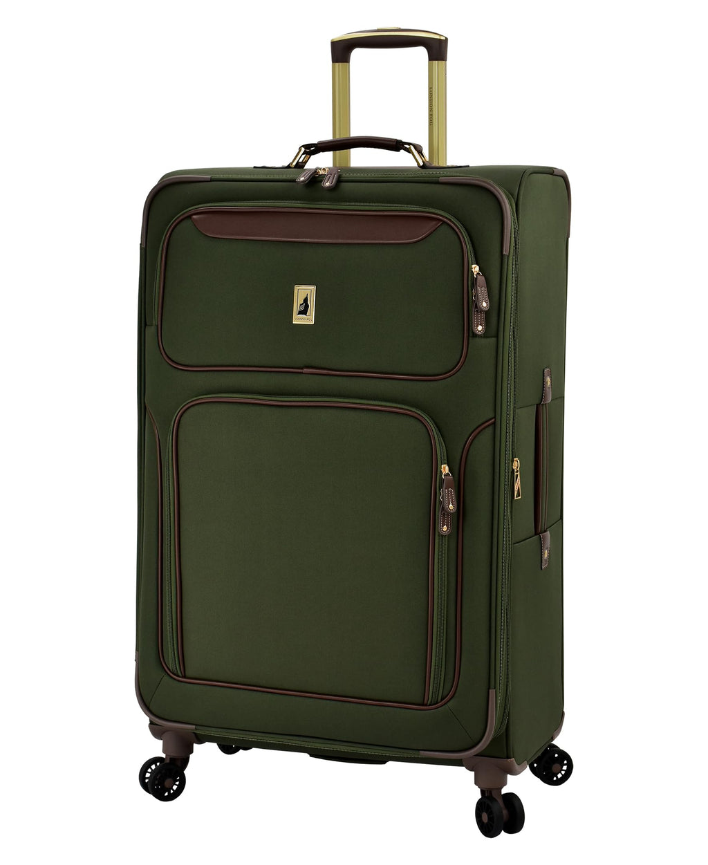 London Fog Nottingham 29 Inch Expandable Spinner Softside Suitcase, Olive Chestnut