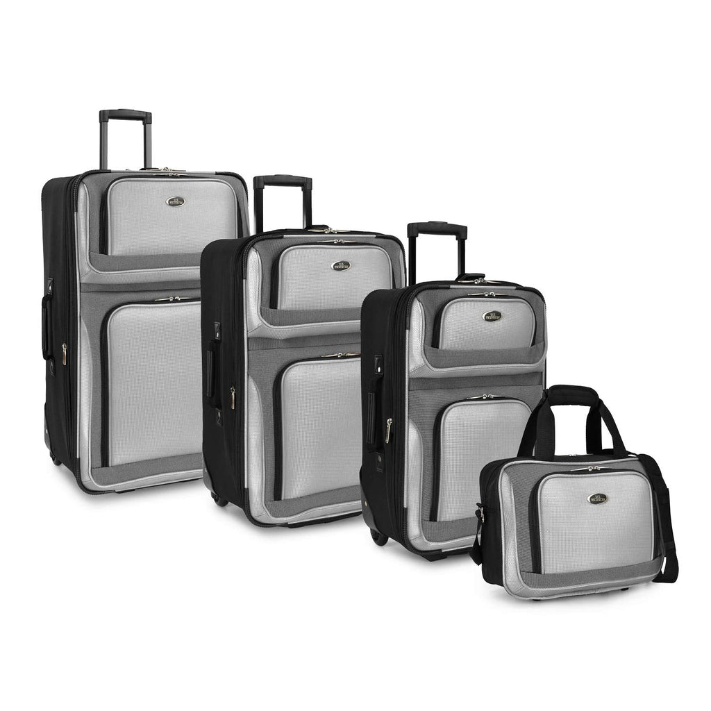U.S. Traveler New Yorker Lightweight Expandable Rolling Luggage, Charcoal, 4-Piece Set