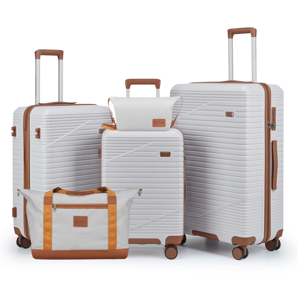 NEISIA Luggage Sets 3 Piece, Hard Shell Carry on Suitcase with Spinner Wheels and TSA Lock, Travel Lightweight Luggage Set with YKK Zippers (Light Purple, 5 piece sets（20/24/28/DB/TB)