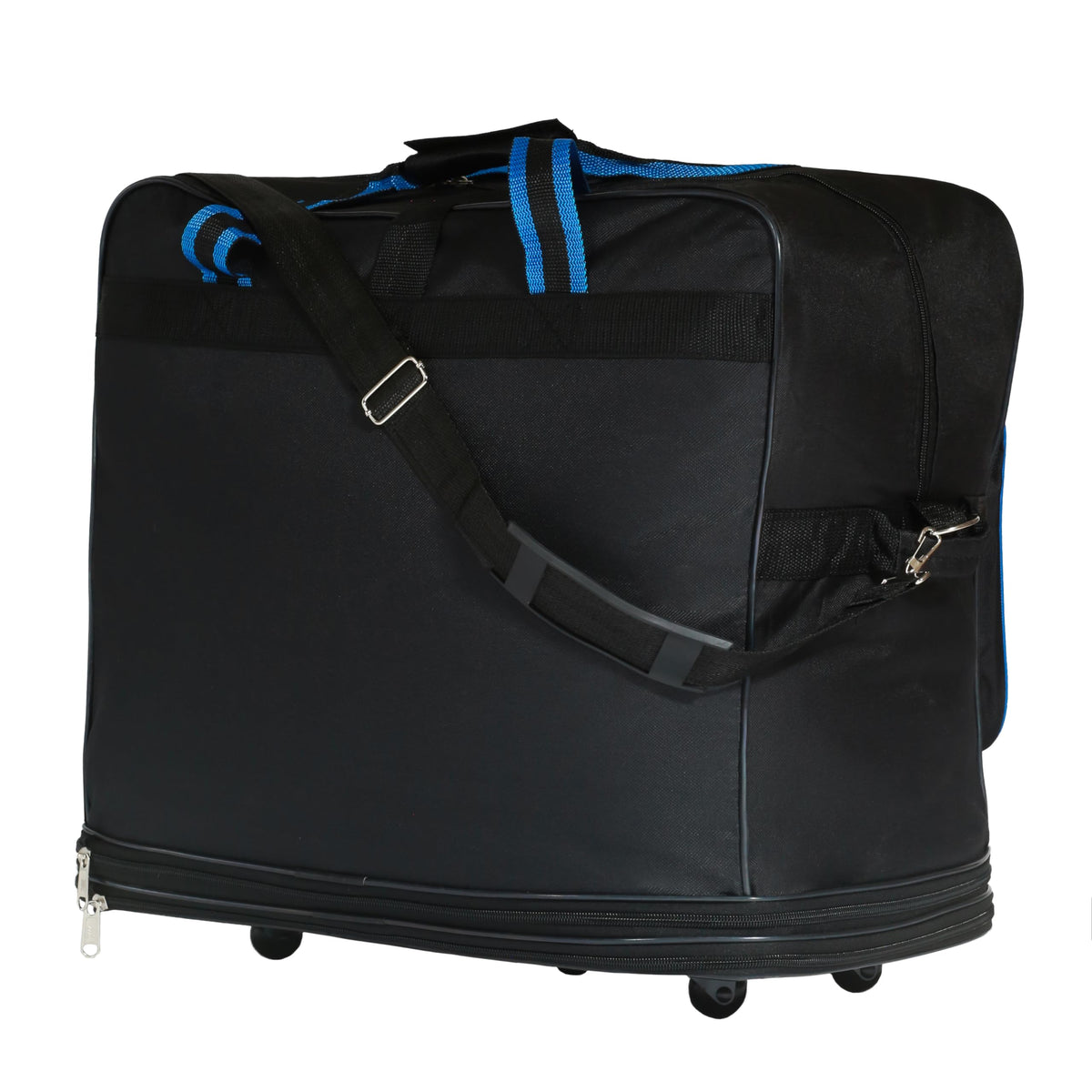 Generic Expandable Lightweight Duffle Bag (36"") Rolling wheeled Spinner Suitcase Luggage for Travel and Storage (Blue with Trim), Wheelbag36