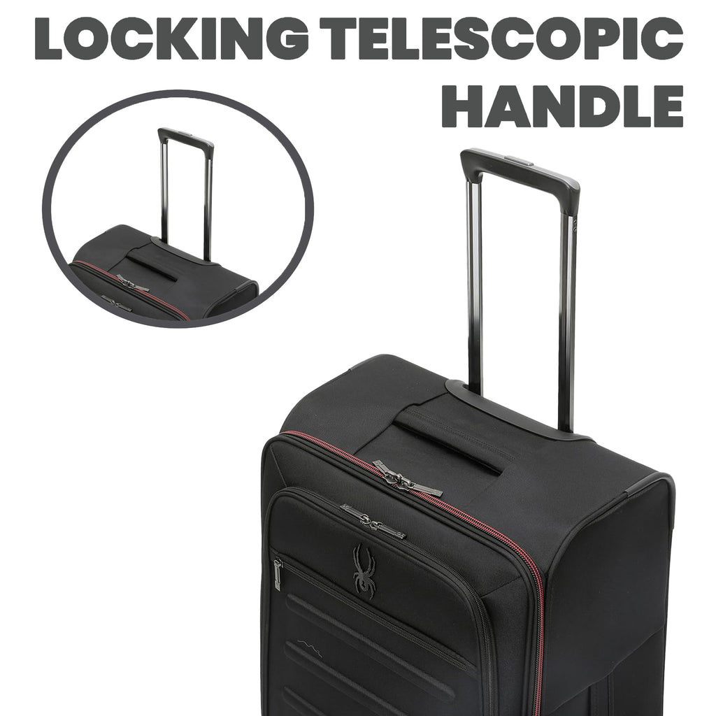 Spyder Pivot Expandable Softside Spinner Checked Luggage with 360° Spinner Wheels (Black, 3-Piece Set)