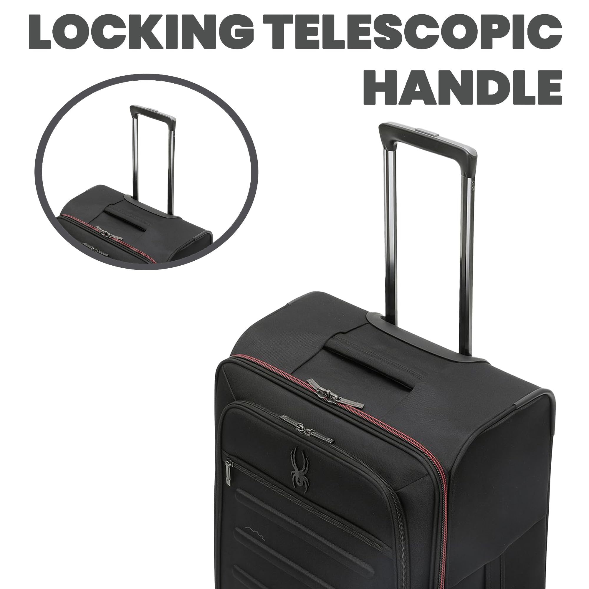 Spyder Pivot Expandable Softside Spinner Checked Luggage with 360° Spinner Wheels (Black, 3-Piece Set)