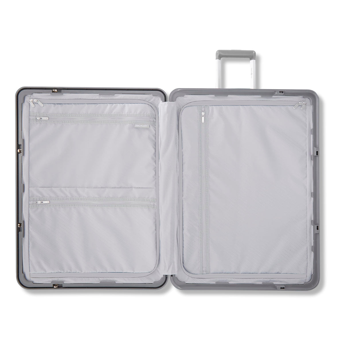Framelock Max 21” Carry-On Hardshell Zipperless Luggage - Highly Secure Integrated Eazylock™ Mechanism - RightHeight™ Adjustable Handle System - 360° Spinner Wheels - Airline Approved - Glacial Silver
