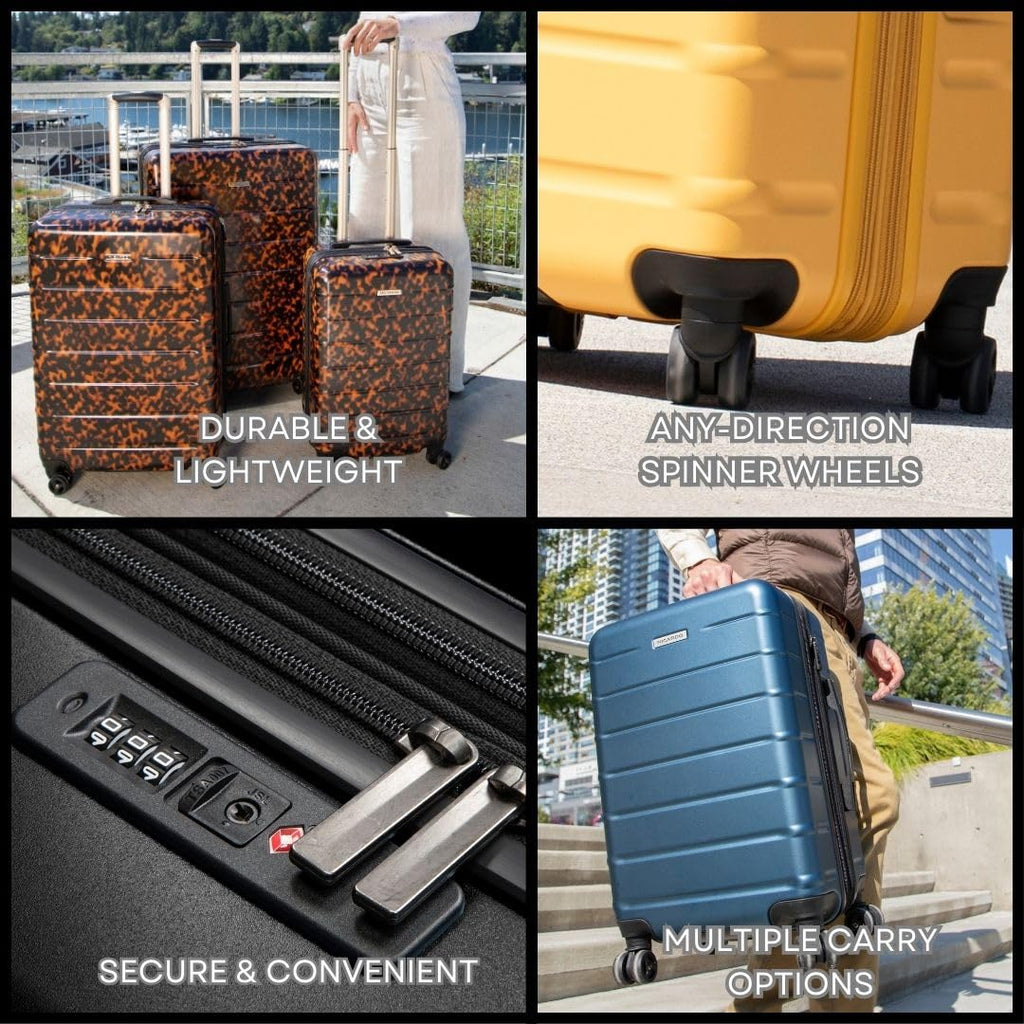 Ricardo Beverly Hills Cambria Hardside Luggage | Stylish Suitcase with Wheels for Effortless Travel, Expandable and Secure TSA-Locked Packing, 2-Piece Set (20", 24") Mango Tango