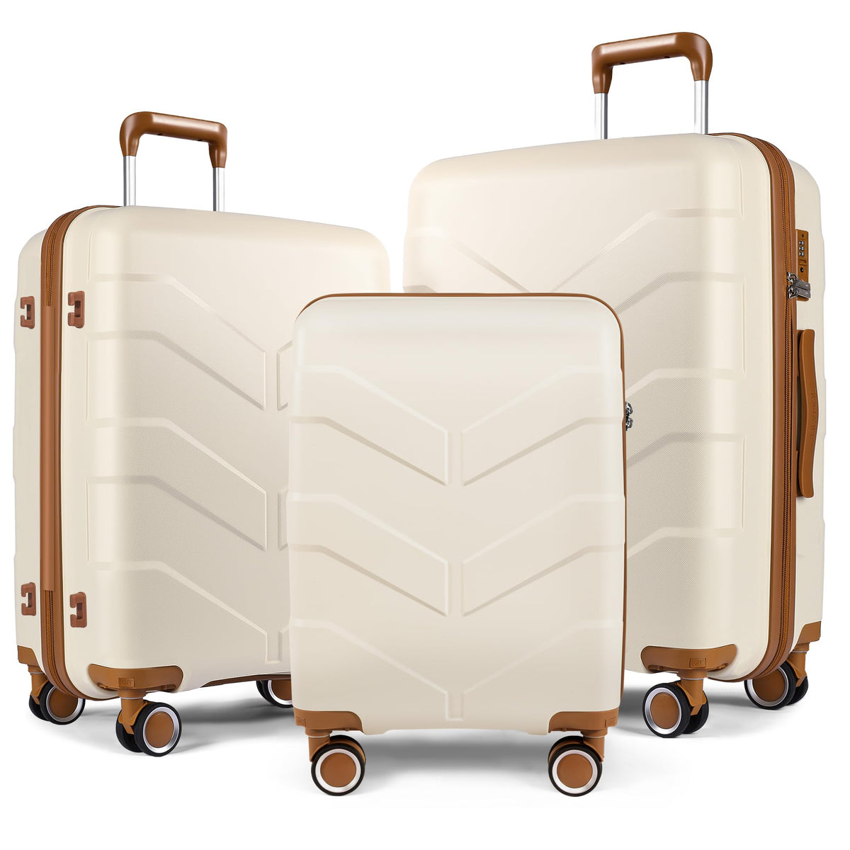 TILYMOL Luggage Sets 3 Piece with Spinner Wheel, Hardside Suitcase Set with TSA Lock, Expandable Lightweight Travel Luggage for Men and Women, White