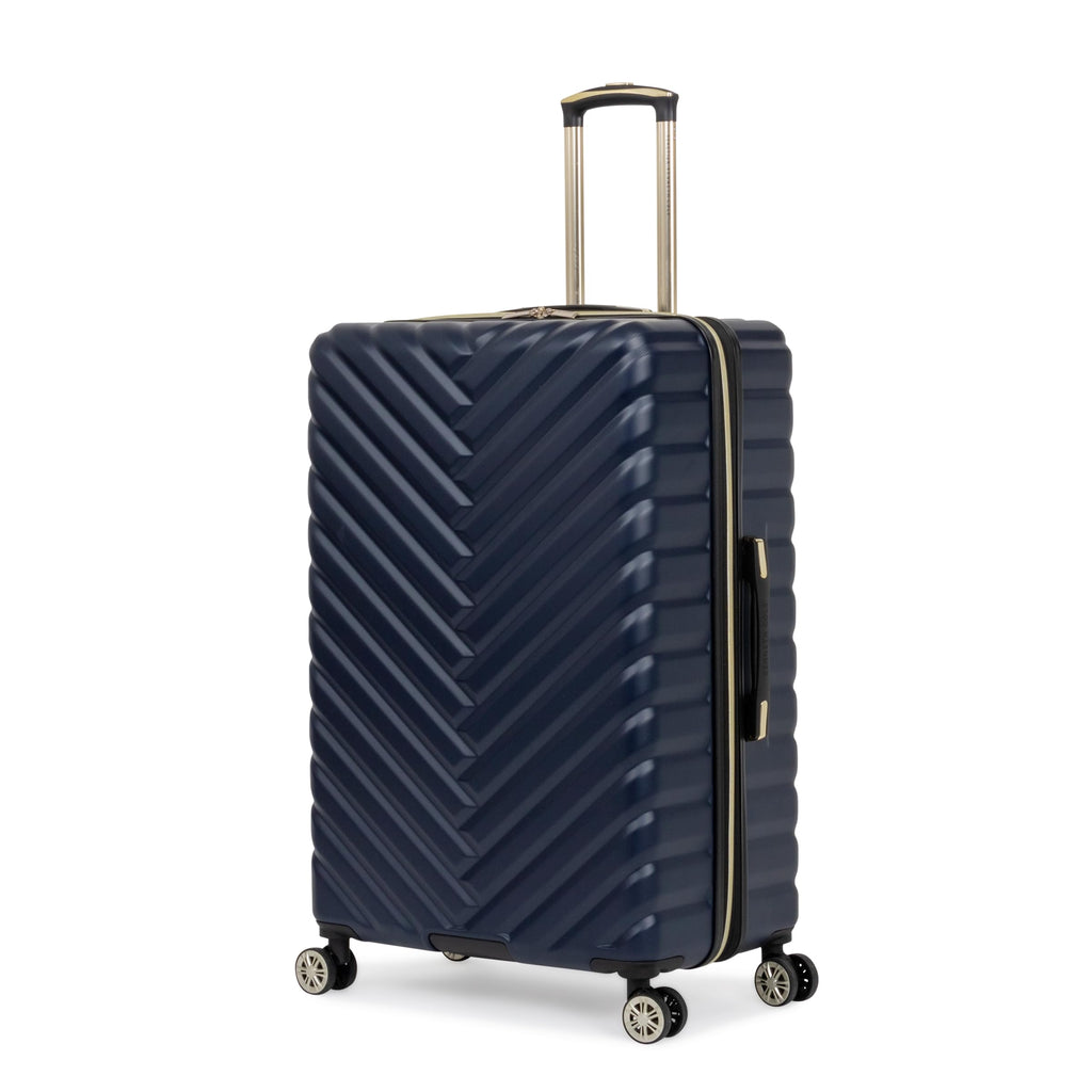 Kenneth Cole REACTION Madison Square Lightweight Hardside Chevron Expandable Spinner Luggage, Navy, 28-Inch Checked