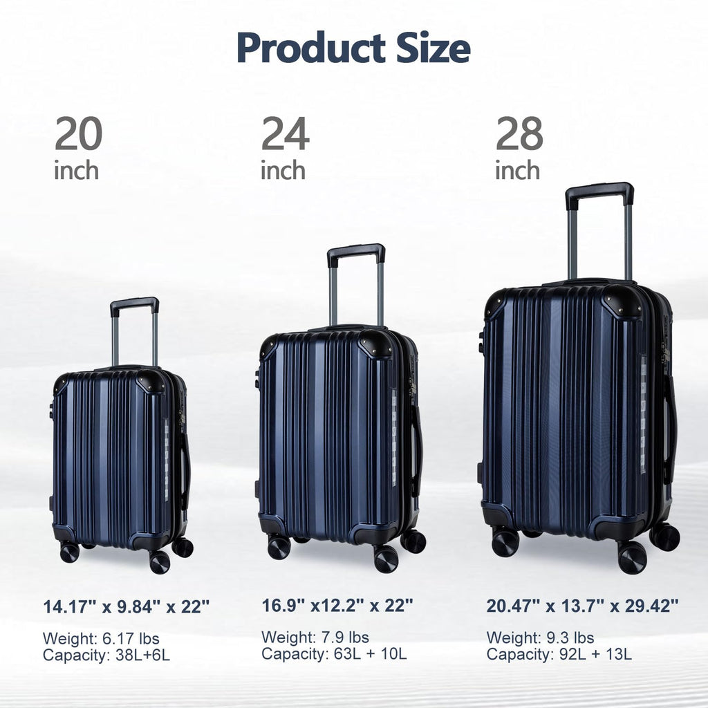 OUZZO 20 Inch Expandable Carry On Luggage 22x14x9 Airline Approved Hardshell Suitcases with Wheels Durable Lightweight Travel Luggage with TSA Lock USB Port for Business Trip Weekend Getaway