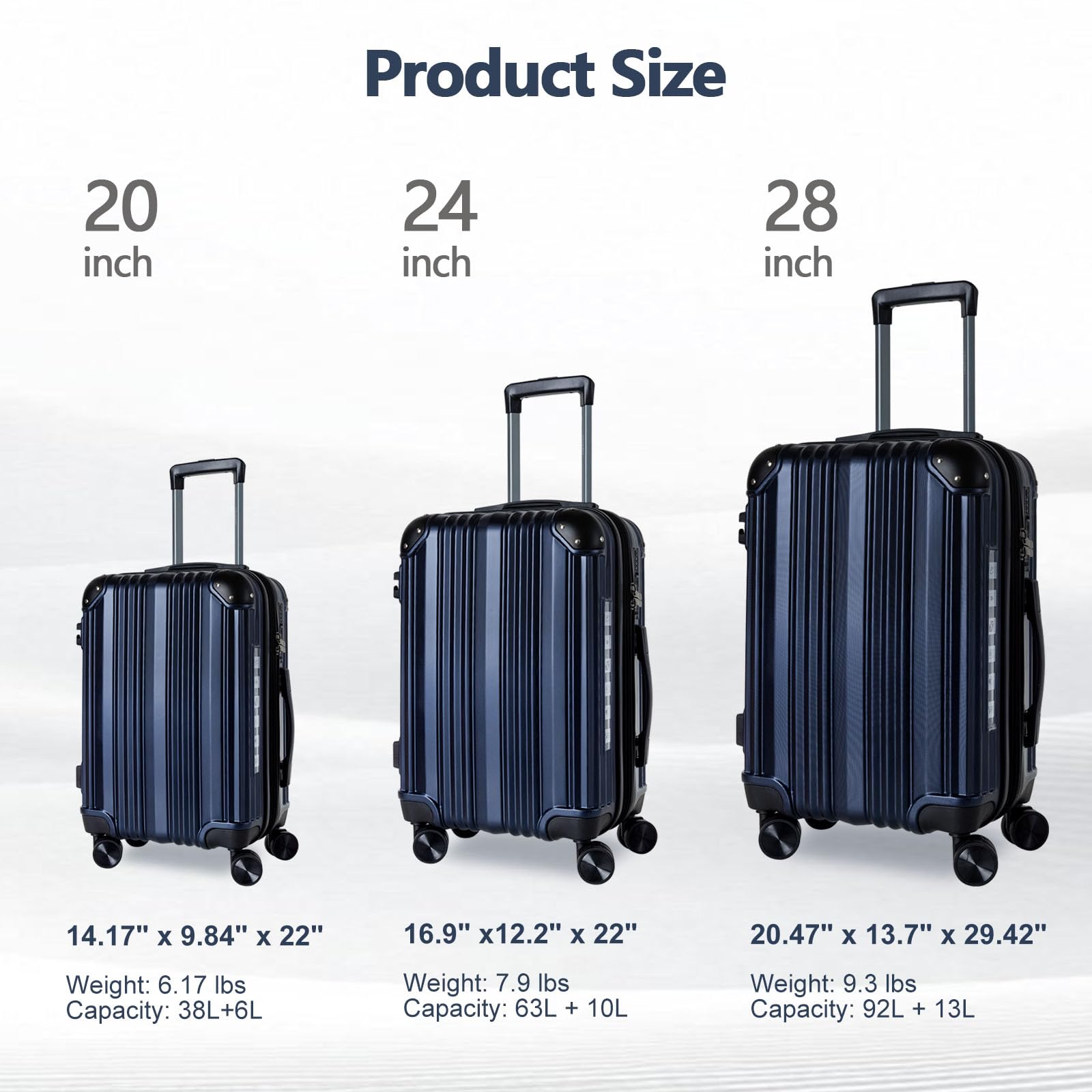 OUZZO 20 Inch Expandable Carry On Luggage 22x14x9 Airline Approved Hardshell Suitcases with Wheels Durable Lightweight Travel Luggage with TSA Lock USB Port for Business Trip Weekend Getaway