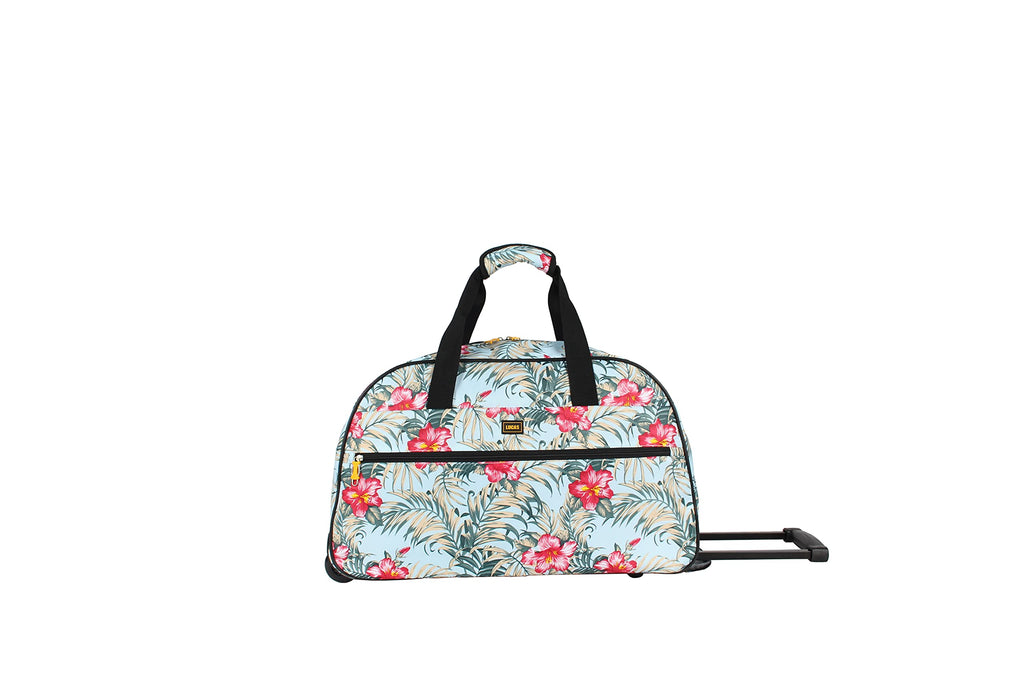Lucas Designer Carry On Luggage Collection - Lightweight Pattern 22 Inch Duffel Bag- Weekender Overnight Business Travel Suitcase with 2- Rolling Wheels (OCEAN, 22in)
