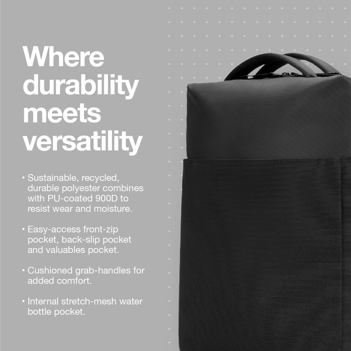 Incase A.R.C. Tech Tote - 14L Laptop Bag and Travel Backpack, Faux Fur Laptop Compartment, Removeable Shoulder Strap, RFID Blocking Tech Pocket, Internal Water Bottle Pocket - Black