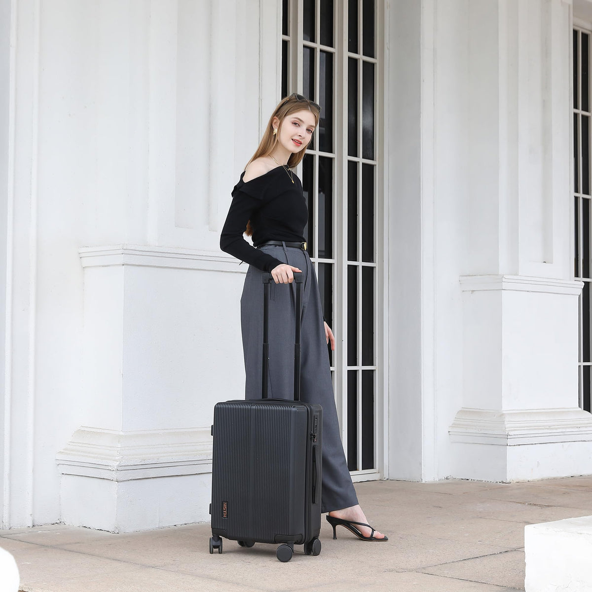 Hulsin Carry On Luggage with TSA Lock, Carry on Suitcase 22x14x9 Airline Approved, Carry-on luggage with 360° Spinner Wheels, Hardside 20 Inch Lightweight Hard Shell Suitcase (Black, 20-Inch)