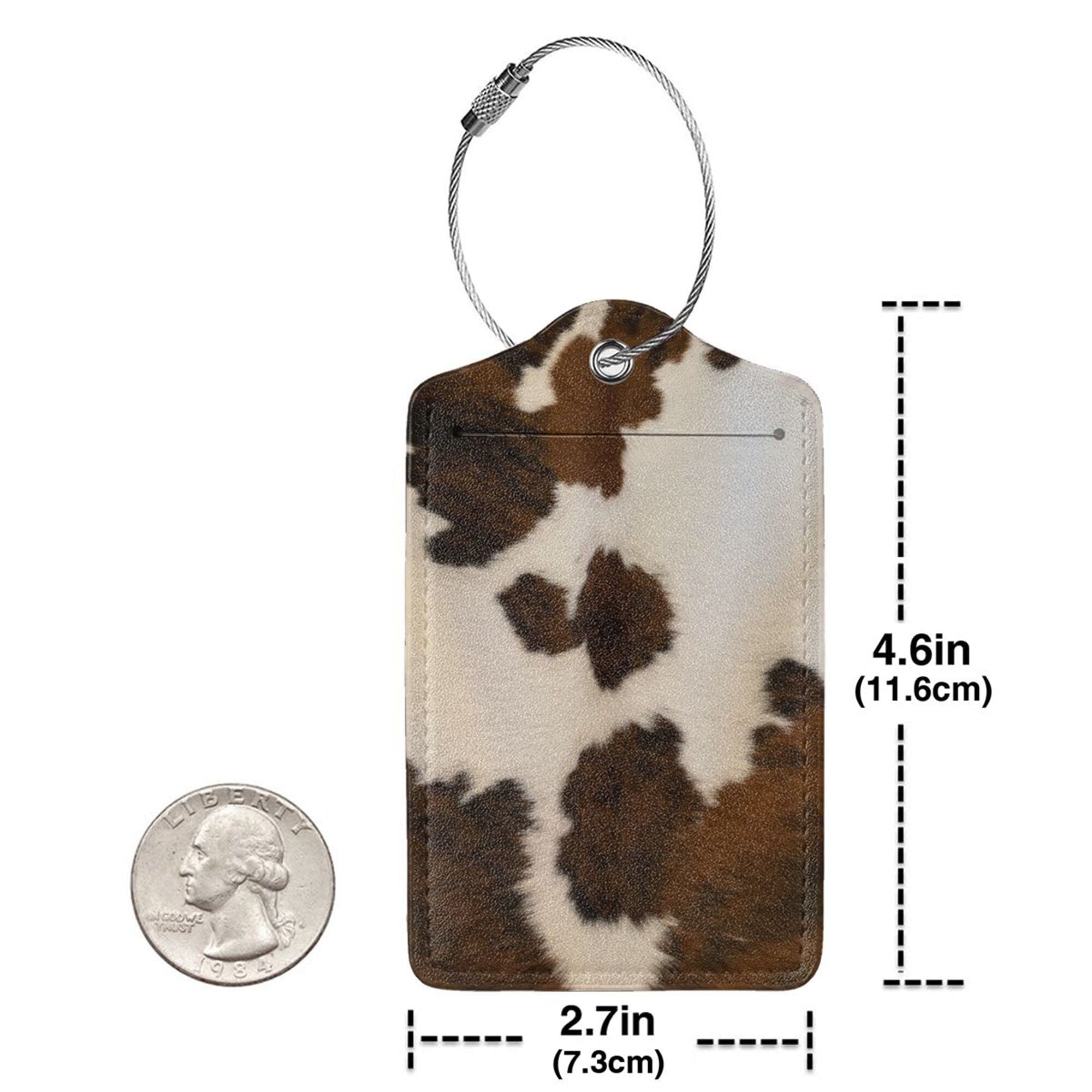 BLOCIT Luggage Tags - 2-Pack PU Leather with Privacy Cover & Stainless Steel Loop - ID Labels for Suitcases & Travel Bags - Cow Hide Brown