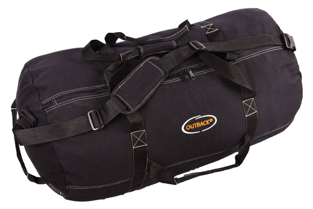 Ledmark Heavyweight Cotton Canvas Outback Duffle Bag, Giant 48" x 20", Black