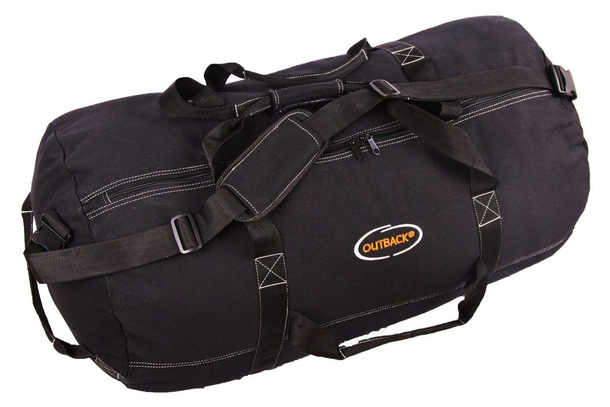 Ledmark Heavyweight Cotton Canvas Outback Duffle Bag, Giant 48" x 20", Black