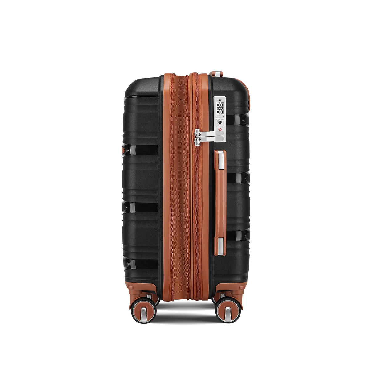 TRAVELEO 4 Piece Carry On Luggage Set 20 Inch, Expandable PP Hardshell Suitcase with Detachable Spinner Wheels & TSA Lock, Includes Cosmetic Case, Travel Tote & Toiletry Bag, Lightweight (Black)