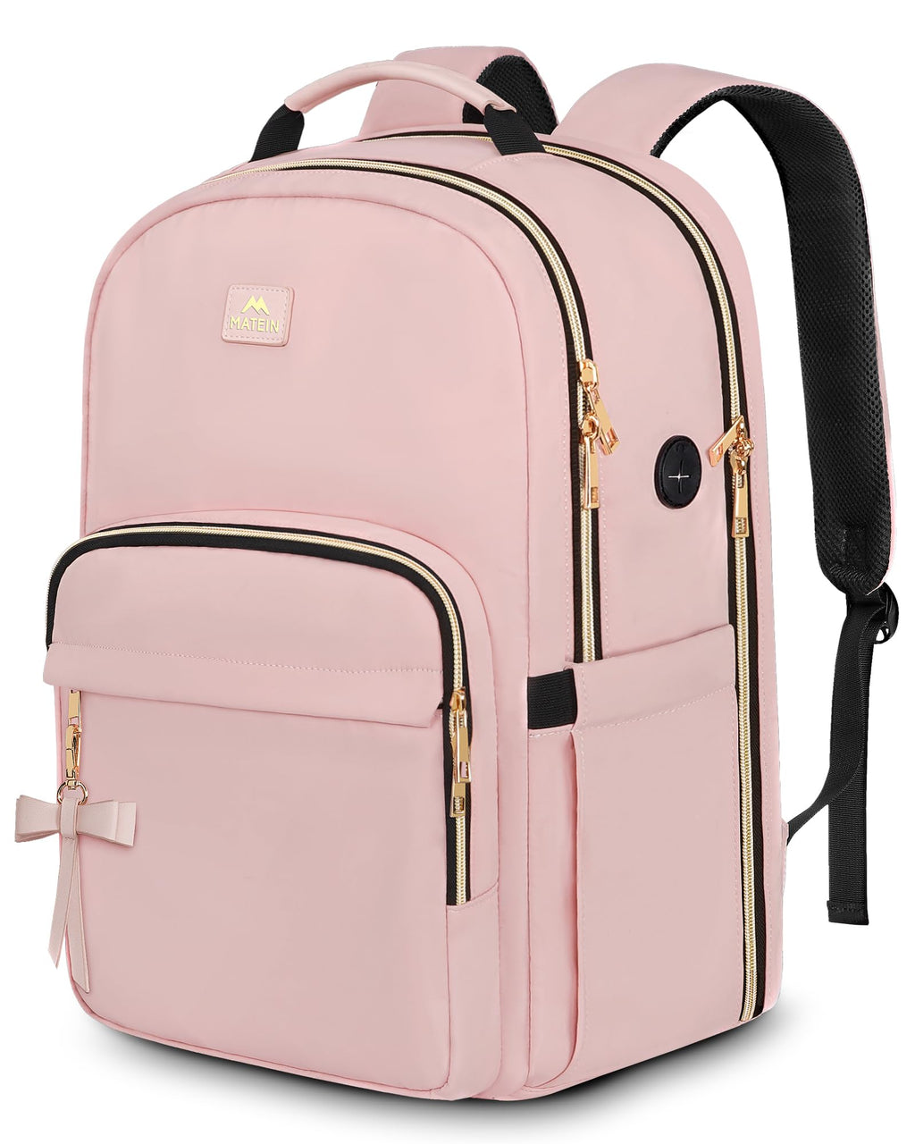 MATEIN Pink Laptop Backpack, 17 Inch TSA Approved Travel Carry On Backpack for Women, Large Work Compuer Bag with Charging Hole & Luggage Strap, Water Resistant Anti Theft College Nurse Bag