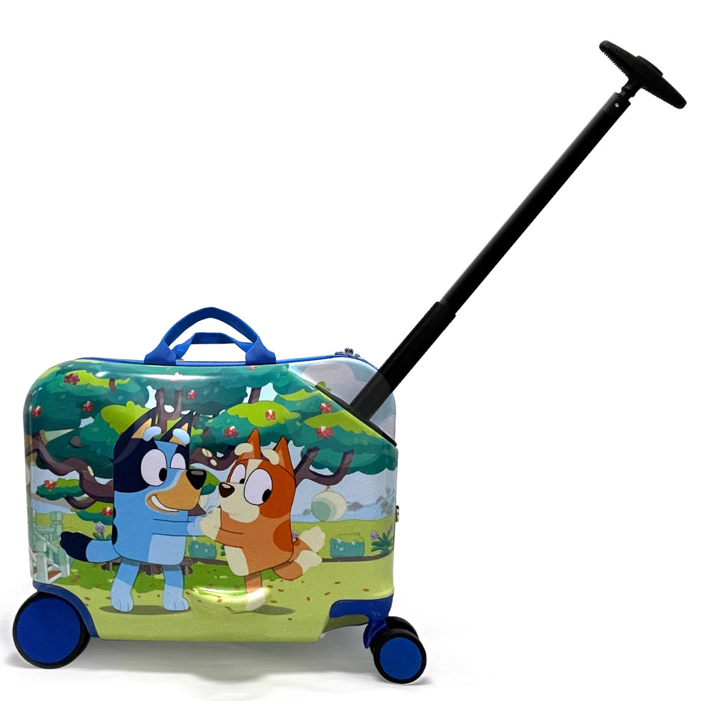 Fast Forward 18" Bluey Kids Ride On Luggage-HardShell Rolling Travel Suitcase-Lightweight Ride On Suitcase For Kids