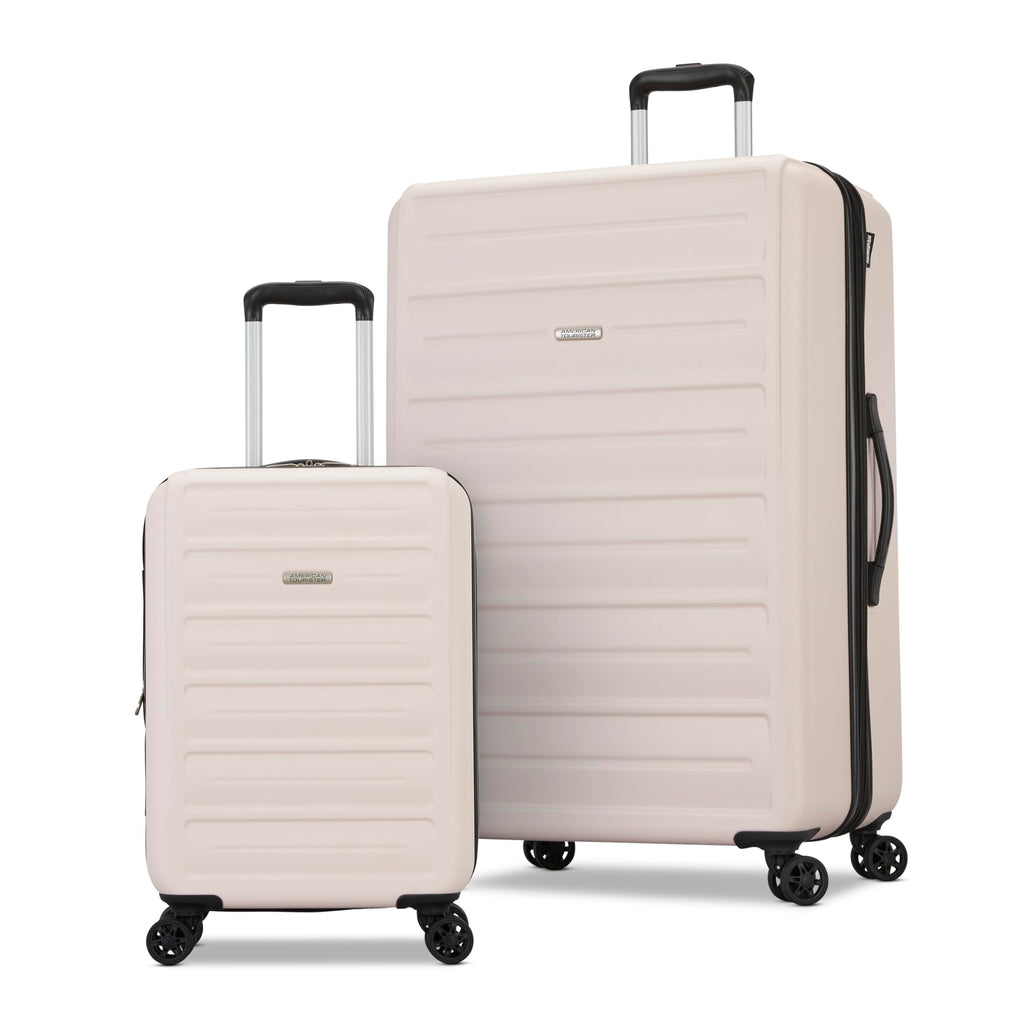 American Tourister Westridge Hardshell Luggage Set - 2 Piece Set - 20/28" Carry-On & Large Checked Luggage Set with Spinner Wheels - Expandable Hard Suitcases for Travel - Hard ABS Shell - Light Pink