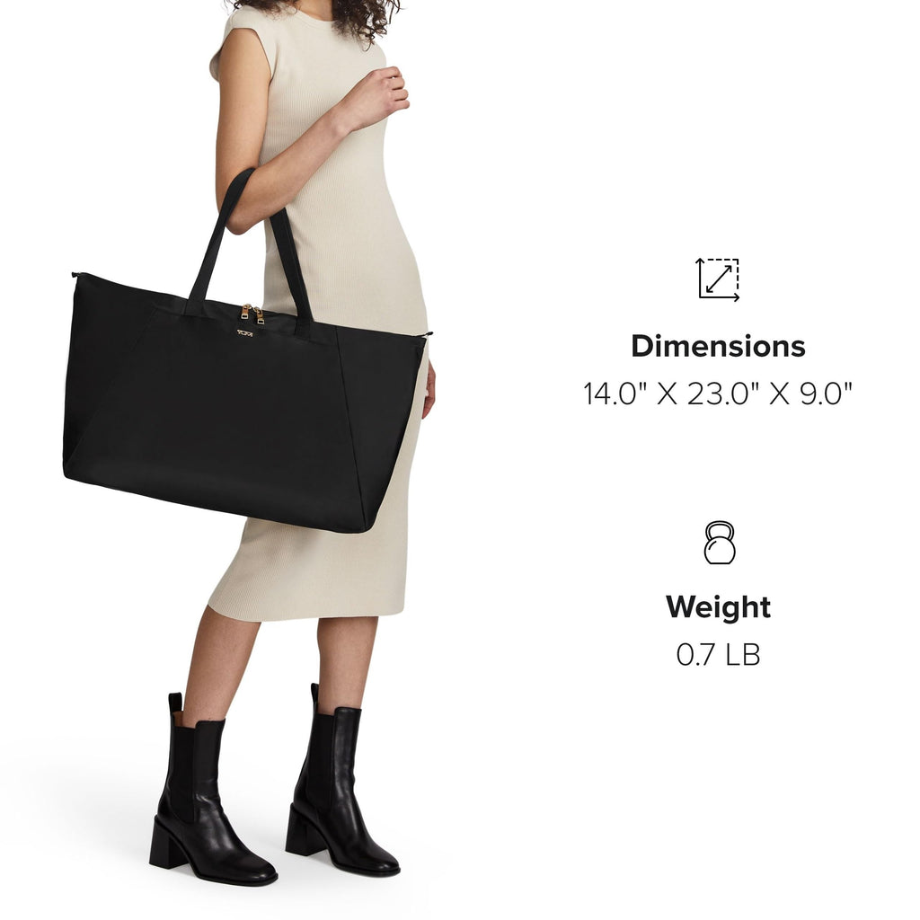 TUMI - Just In Case Tote - Foldable, Lightweight and Compact, Packable Travel Bag - Folds Into Included Pouch - Small, Black with Gunmetal Hardware