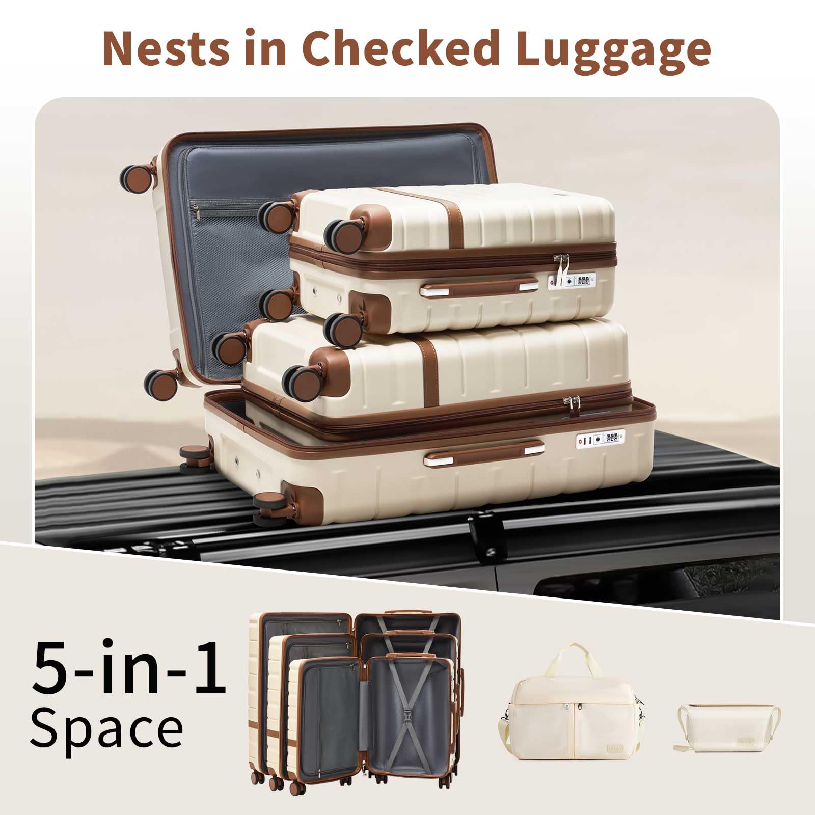 NEISIA Luggage Sets 3 Piece with TSA Lock Hardside PC+ABS Carry On Suitcase with Spinner Wheels Lightweight Rolling Travel Luggage Sets with YKK Zippers (Navy)