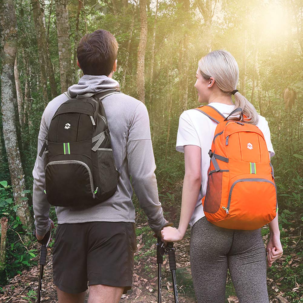 OlarHike Lightweight Travel Backpack, 35L Water Resistant Packable Traveling/Hiking Backpack Daypack for Men & Women, Multipurpose Use, Black