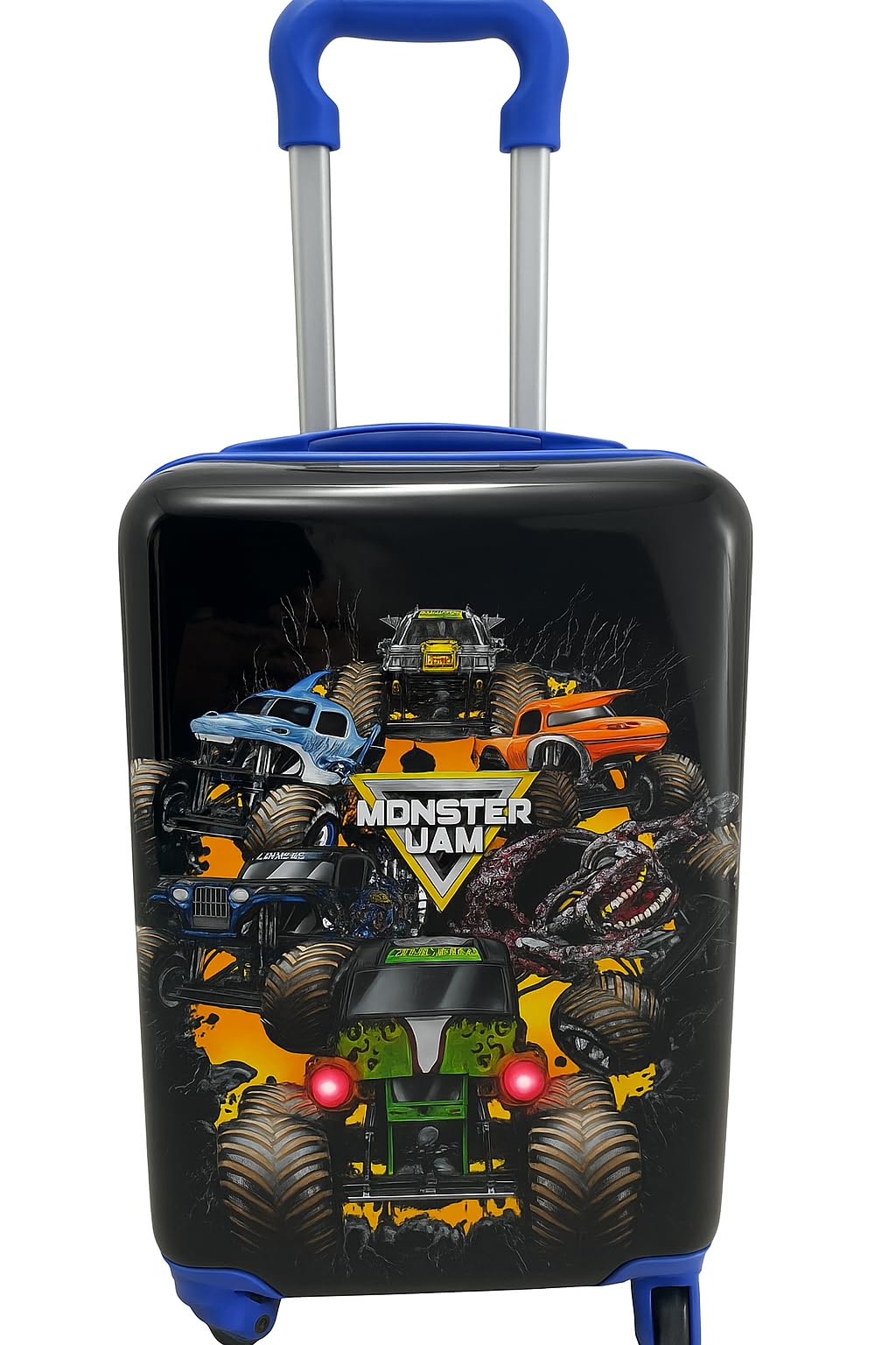 Fast Forward Monster Jam 20" Hardshell Luggage - Cute & Durable Hard-side Suitcase for Travel with Spinner Wheels 20"x12"x8"