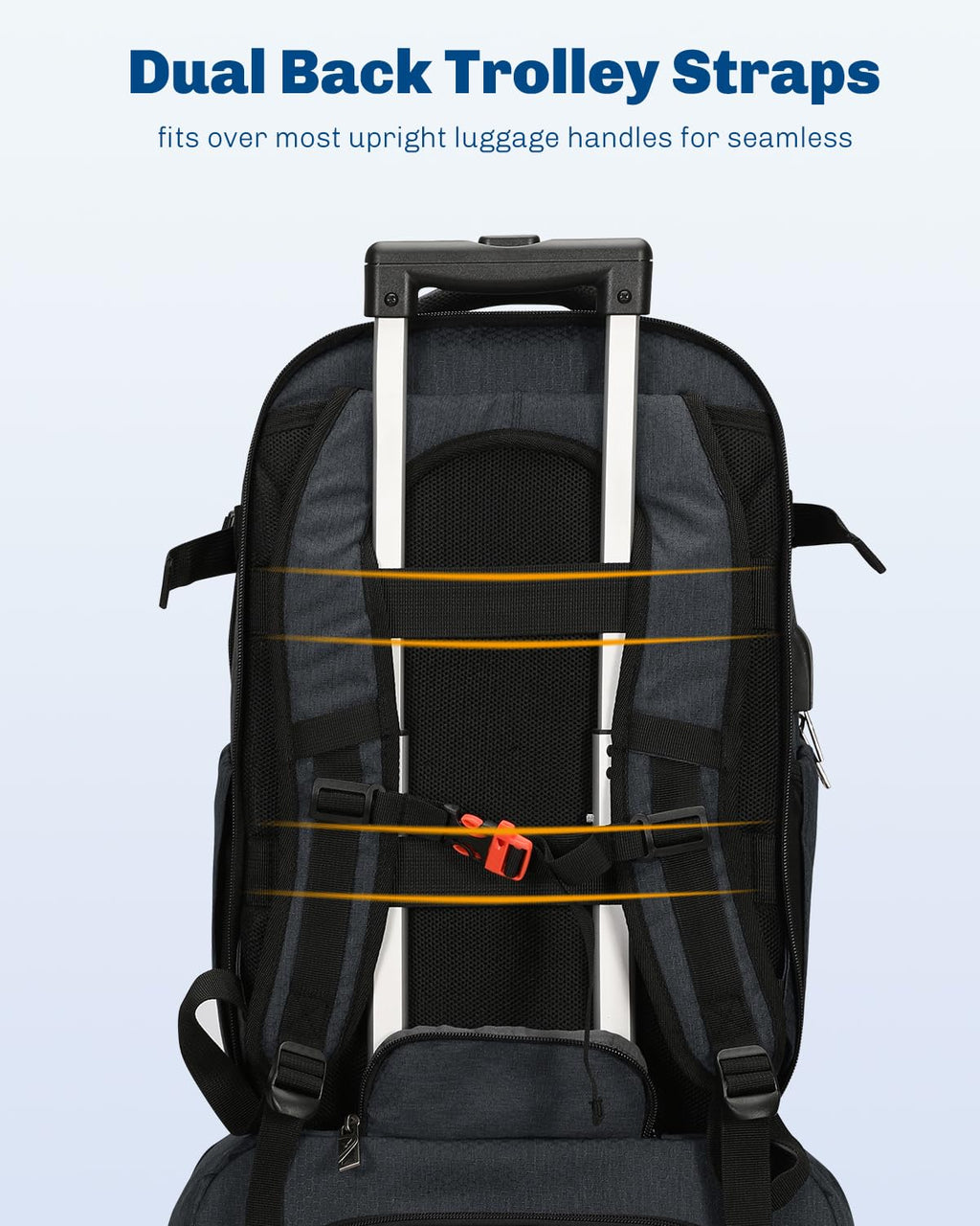 Hynes Eagle 2 in 1 Travel Backpack 22 inches Carry on Luggage 63L Rolling Backpack for Men Women with Packing Cubes 3PCS Set Gray Blue