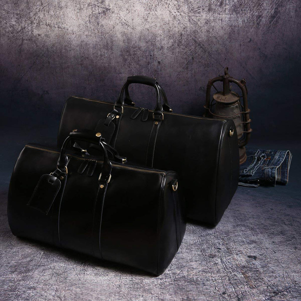 Leathario Travel Duffle Bag For Men Women Genuine Leather Overnight Weekender Bag Vintage Luggage Carry On Airplane Large Retro Unisex