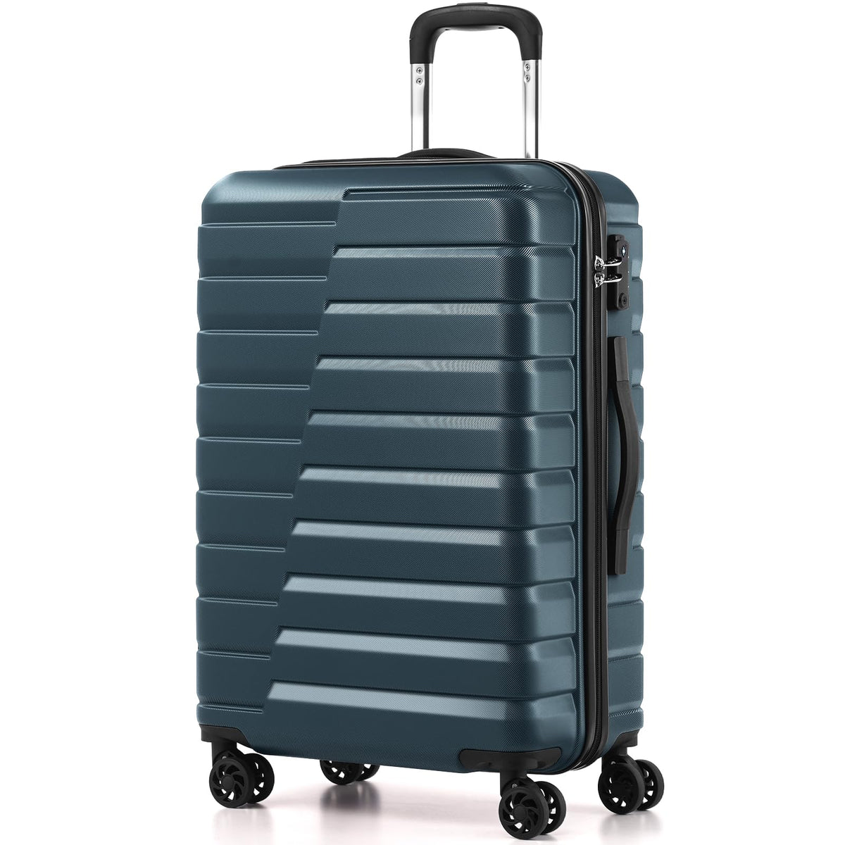 Coolife Medium Checked Luggage with Spinner Wheels, Hardside Suitcase TSA Lock Lightweight Travel Luggage 24-inch,Teal Blue