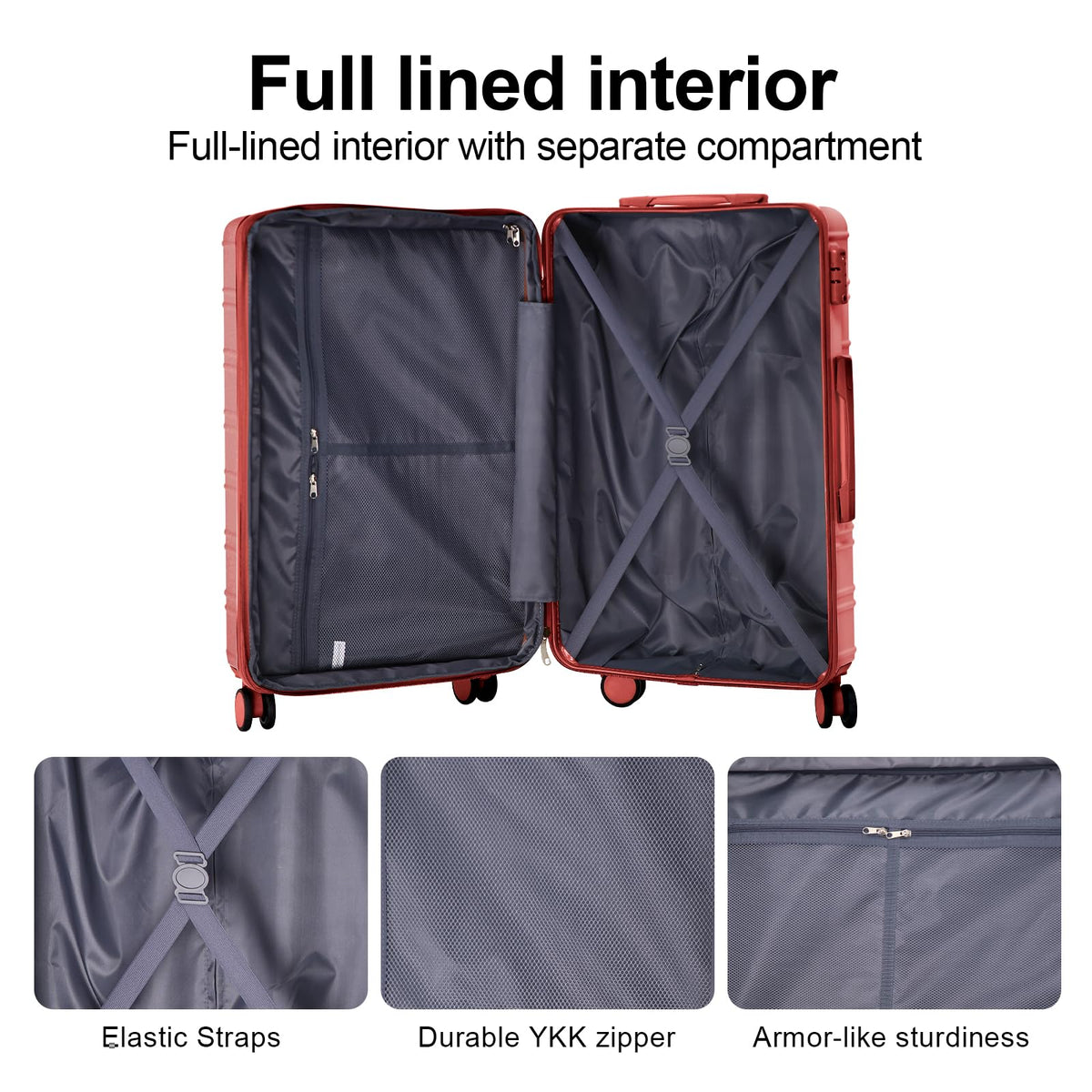 4 Piece Luggage Set Expandable ABS Travel Suitcase Set with Double Spinner Wheels TSA Lock Hardshell Durable Lightweight Traveling Luggage Sets Gift for Back to School (Rose Golden, 28in26in20in13in)