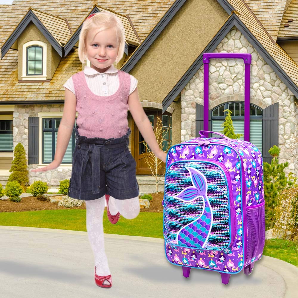 gxtvo Kids Suitcase with Wheels for Girls, Mermaid Rolling carry on Luggage for Toddler Children