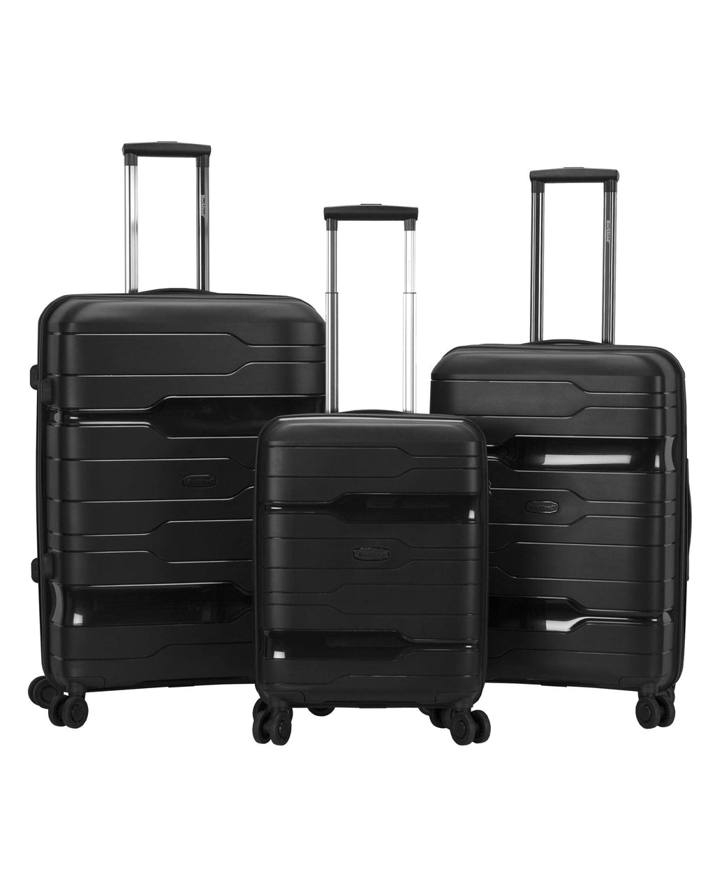 Rockland Linear 3-Piece Hardside Spinner Wheel Luggage Set, Black, 3-Piece Set (19/23/27)