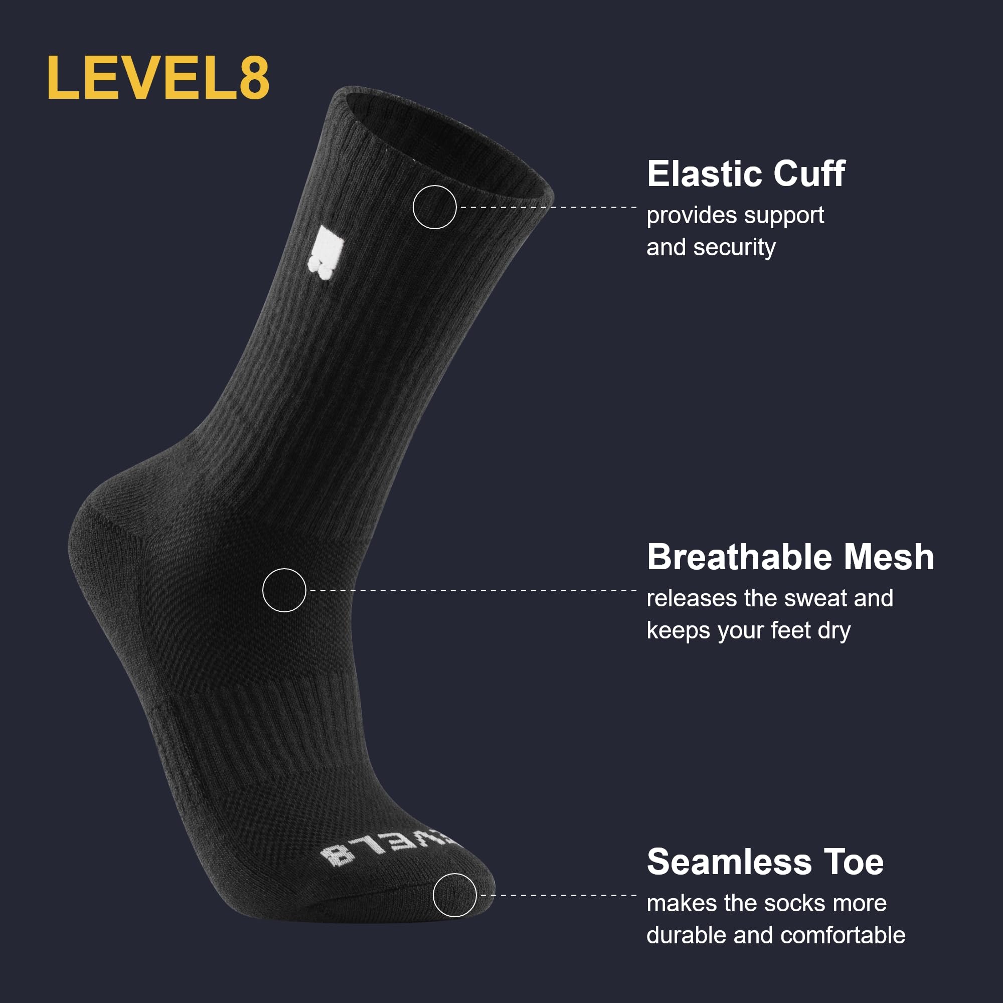 LEVEL8 Zipperless Carry On Luggage with Mens Work Crew Socks