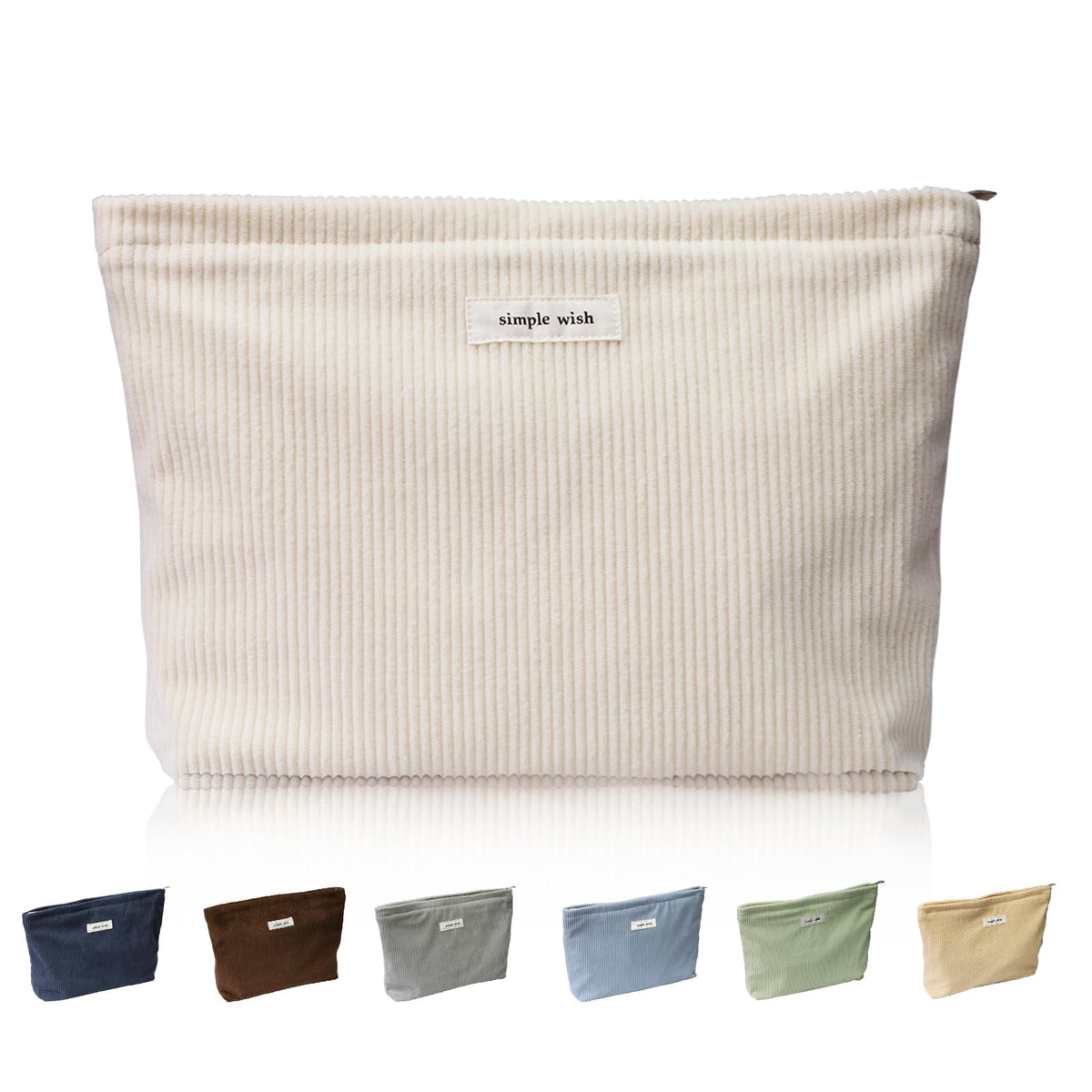 Wudygirl Travel Makeup Bag Large Capacity Cosmetic Bag for Women Corduroy Toiletry Pouch Handbags Zipper Purses Travel Essentials (Beige)