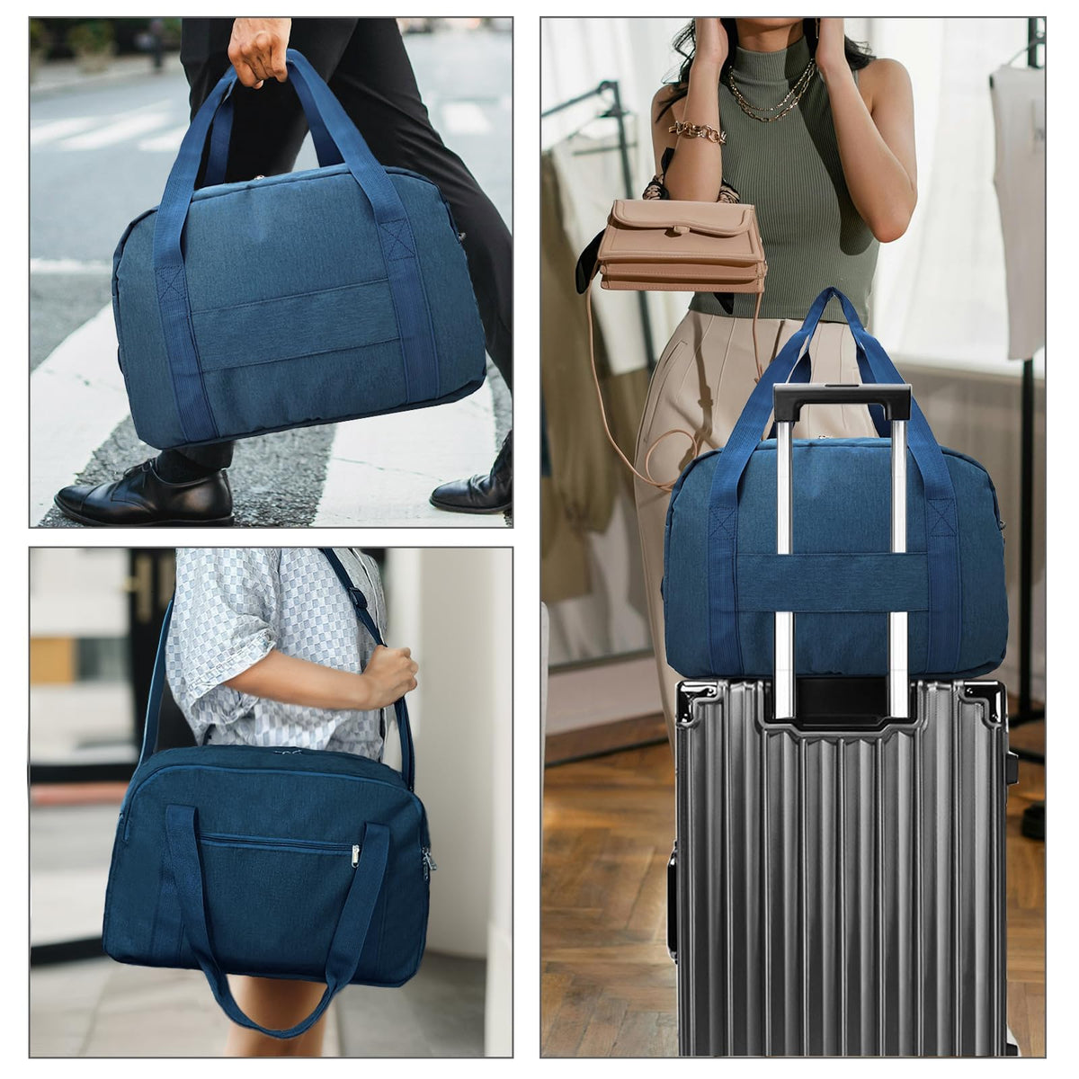 18" Small Carry on Bags for Airplanes with Laptop & Wet Compartment Underseat for Spirit Airlines Personal Item Travel Bag 18x14x8 in Duffle Gym Bag for Women Men(25L, Navy Blue)