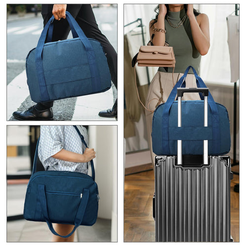 18" Small Carry on Bags for Airplanes with Laptop & Wet Compartment Underseat for Spirit Airlines Personal Item Travel Bag 18x14x8 in Duffle Gym Bag for Women Men(25L, Navy Blue)