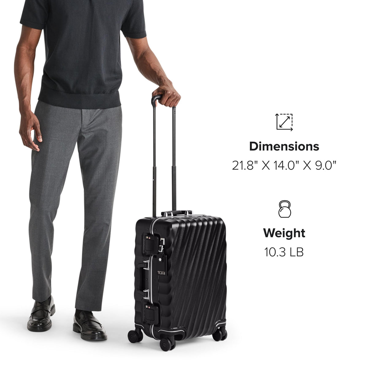 TUMI 19 Degree Frame International 4 Wheel Carry-On - Lightweight Suitcase - Hard Shell Luggage - 21.8" X 14.0" X 9.0" - Black Texture