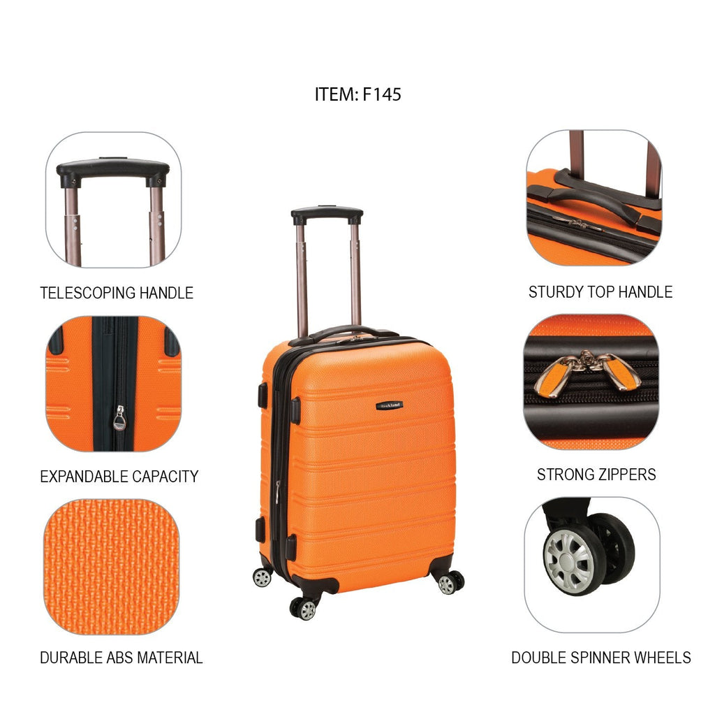 Rockland Melbourne Hardside Expandable Spinner Wheel Luggage, Metallic, Carry-On 20-Inch