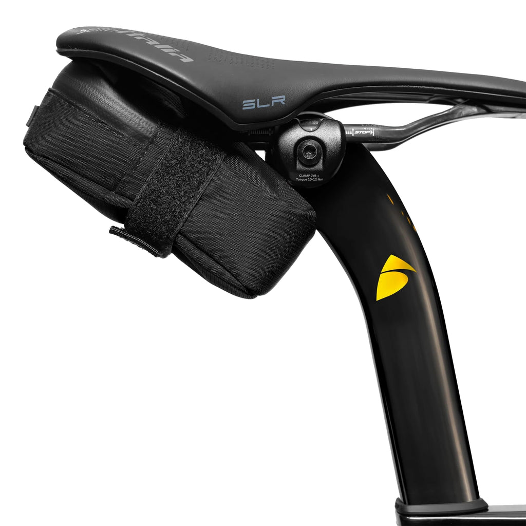 ALMSTHRE Signature Bike Saddle Bag – Midnight Black | 0.5L Bike Seat Bag (3" x 5.25" x 2") | Water-Resistant Ripstop, Waterproof Zipper, Internal Pocket | Durable Under Seat Storage
